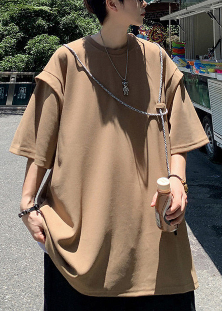 Grunt Brown Style Summer Boutique Shirts Men's Cotton Oversized