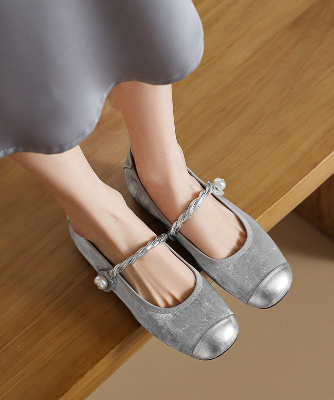 Penny Boutique Strap Loafers Apricot Buckle Cowhide Splicing