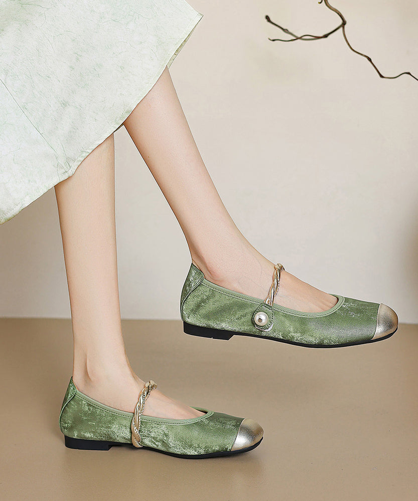 Penny Boutique Strap Loafers Apricot Buckle Cowhide Splicing