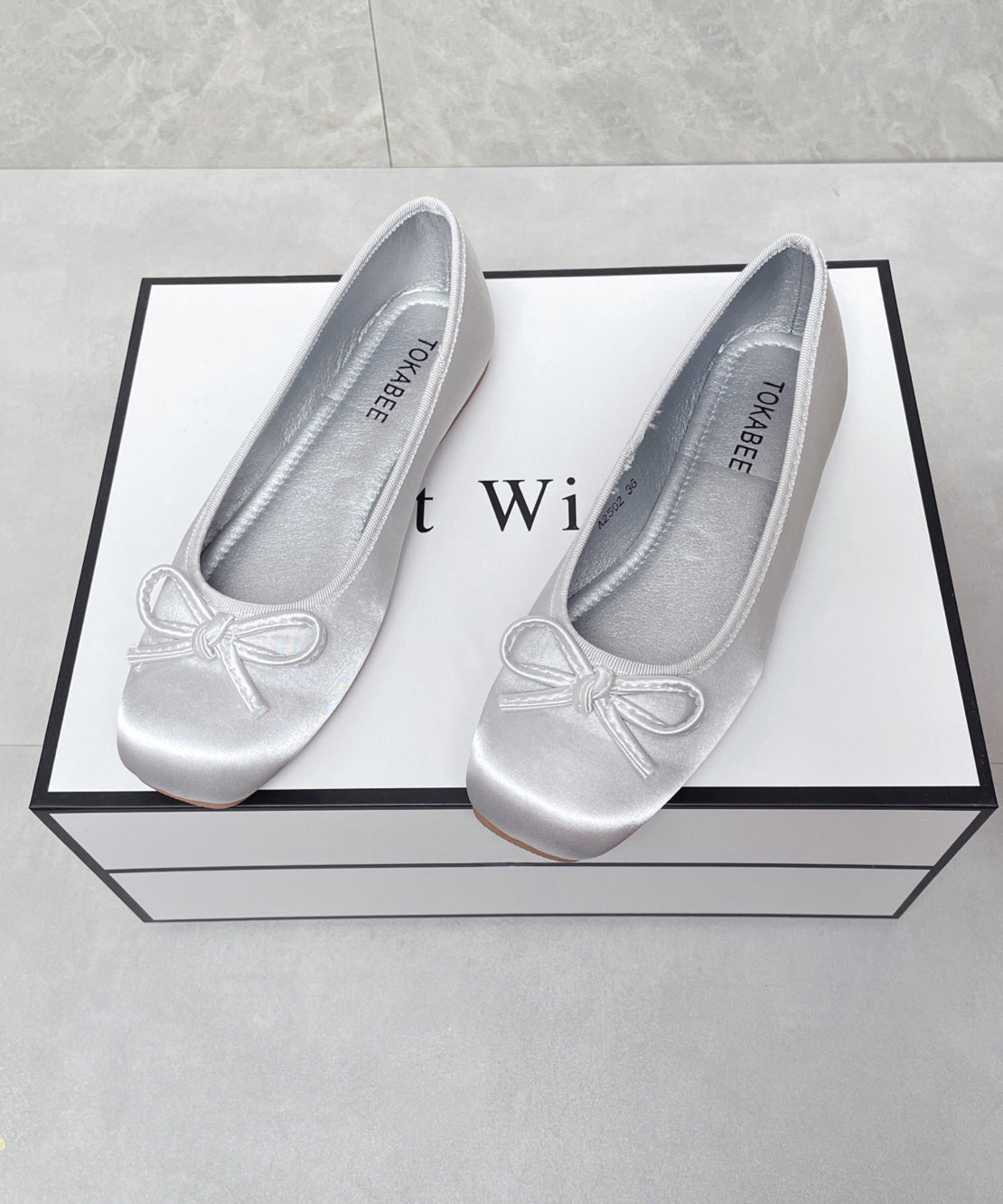 Bow Comfortable Boutique Flats Satin Blue Splicing