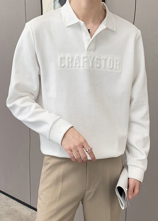 Boutique Dark Grey Button Letter Cotton Men Polo Shirt Spring TC025