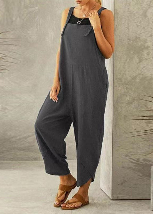 Jumpsuit Patchwork Neck Summer Dark Boutique Grey Slash