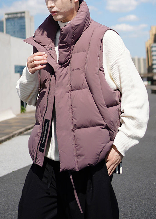 Boutique Dull Purple Zip Up Warm Duck Down Mens Vests Winter TK028