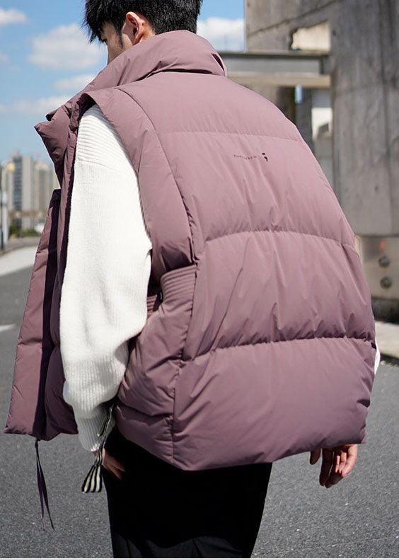 Boutique Dull Purple Zip Up Warm Duck Down Mens Vests Winter TK028