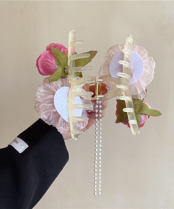 Tulle Boutique Fabric Hairpin Pearl Floral Tassel