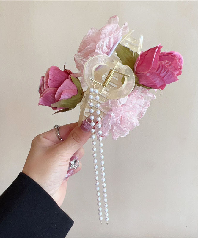 Tulle Boutique Fabric Hairpin Pearl Floral Tassel