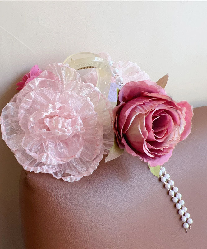 Tulle Boutique Fabric Hairpin Pearl Floral Tassel