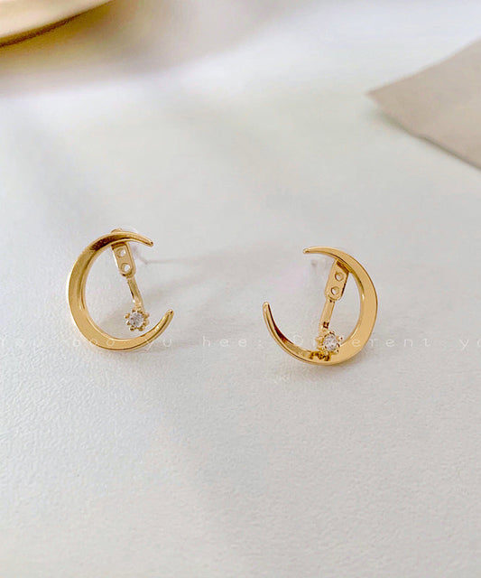 Boutique Gold Alloy Zircon Moon Star Hoop Earrings ET031