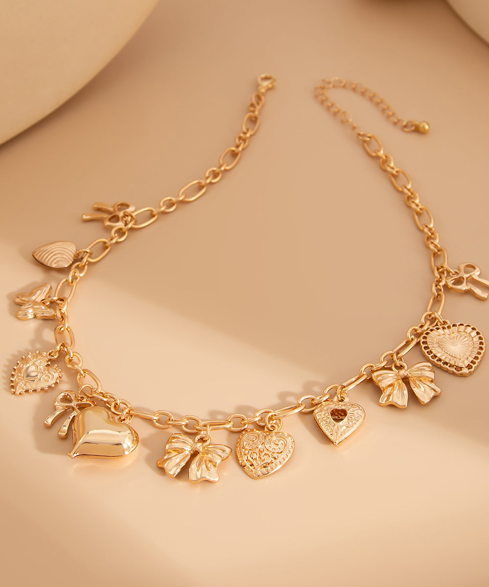 Necklace Love Boutique Bow Gold Copper Pendant Alloy