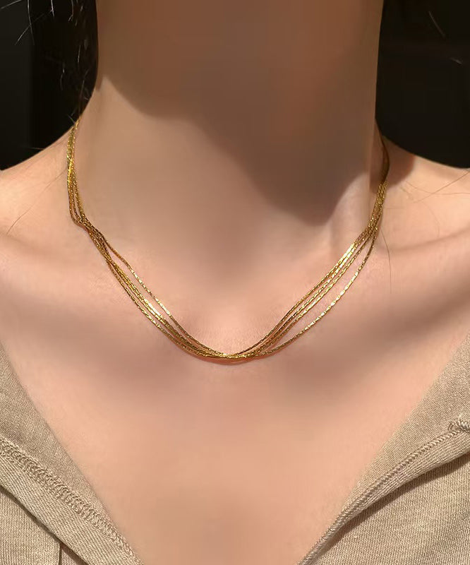 Boutique Gold Stainless Steel Multi Layer Necklace QU018