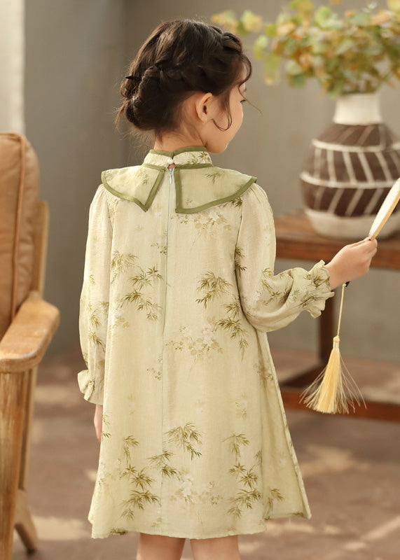 Girls Boutique Dress Sleeve Green Maxi Tassel Lantern