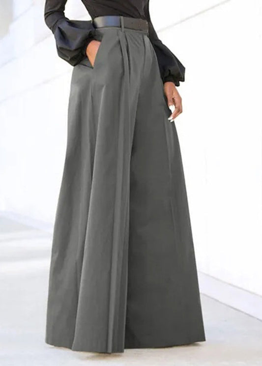 Pants Pockets Leg Waist High Spring Boutique Grey Wide