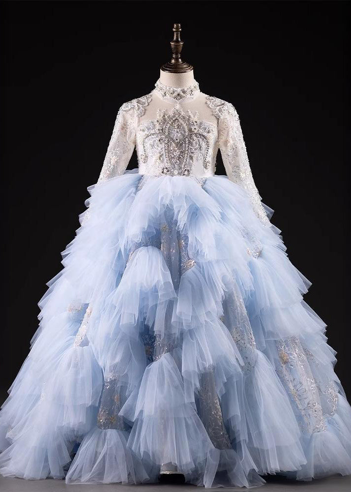 Tulle Boutique Kids Light Nail Blue Dresses Bead Spring Maxi