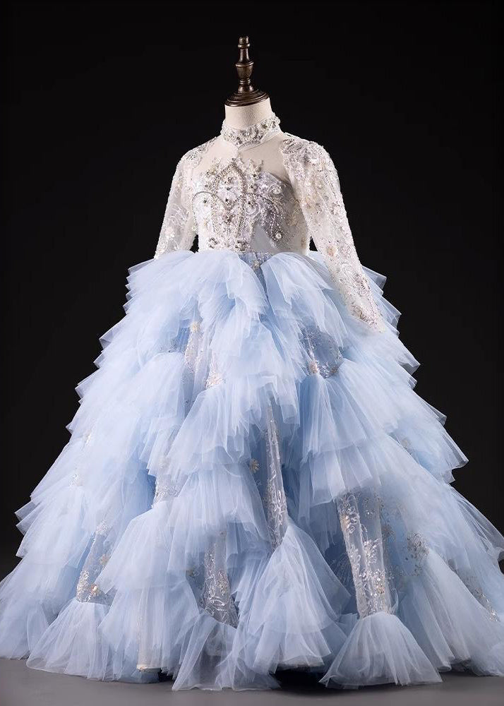Tulle Boutique Kids Light Nail Blue Dresses Bead Spring Maxi