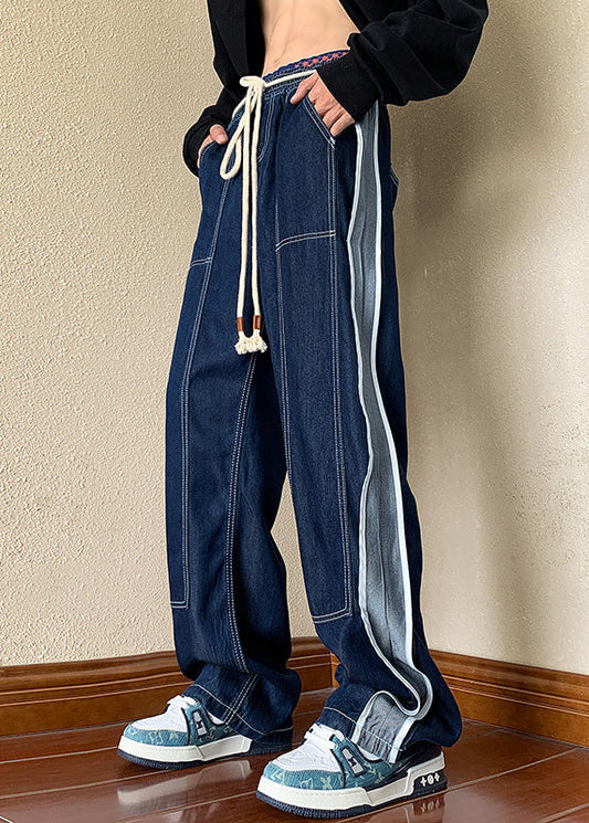 Denim Apparel Boutique Patchwork Men Spring Pants Oversized Navy