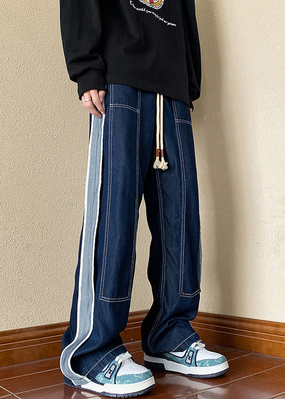 Denim Apparel Boutique Patchwork Men Spring Pants Oversized Navy