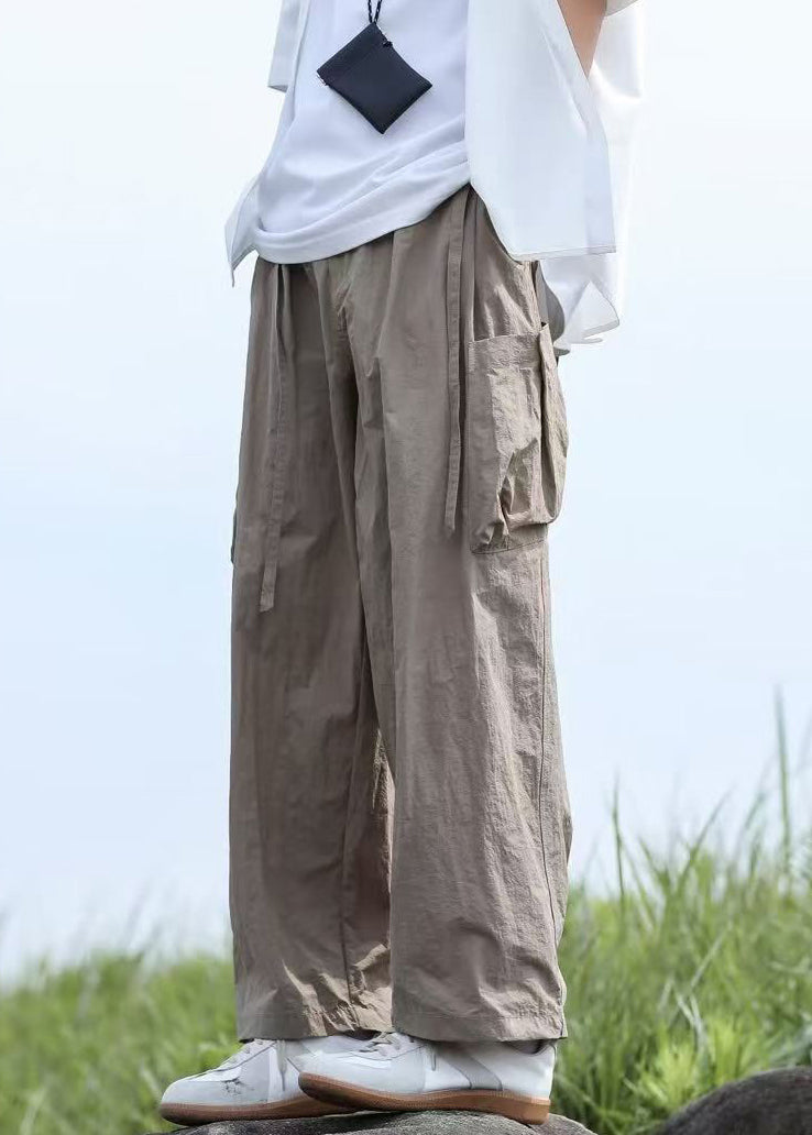 Solid Navy Lace Men Pants Pockets Boutique Up Cotton Summer