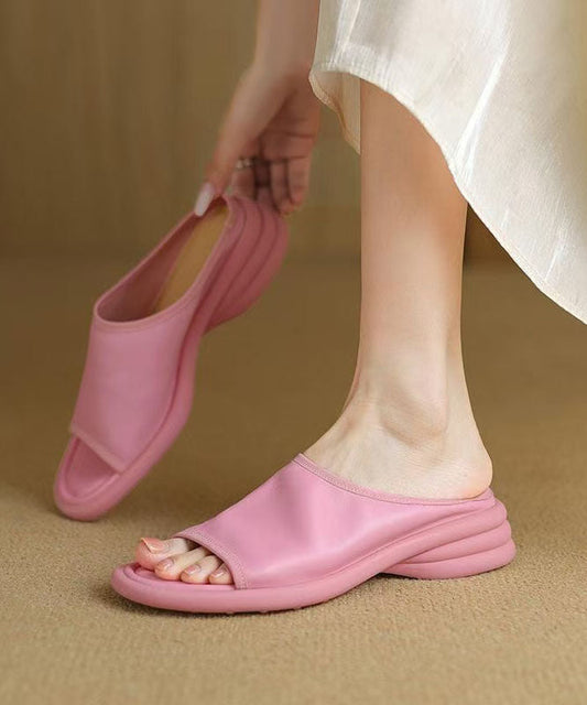 Comfy Toe Peep Slide Sandals Sheepskin Pink Boutique