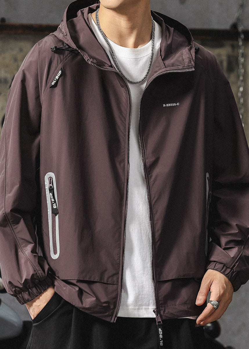 Hooded Mens UPF 50+ Boutique Purple Coat Summer Zippered