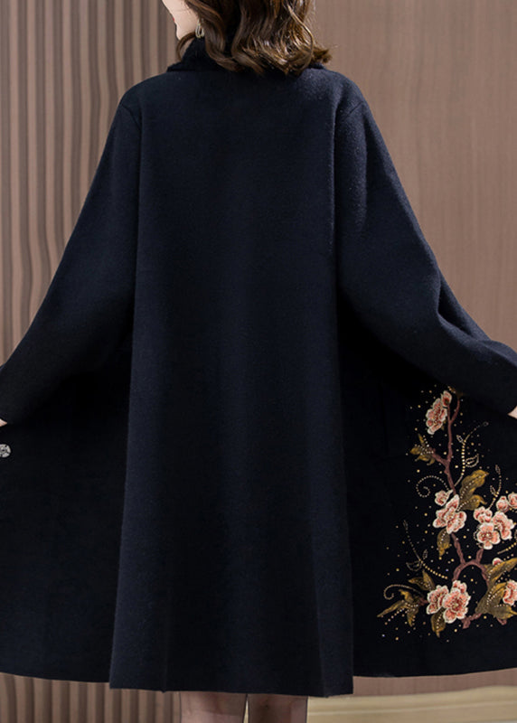 Boutique Red Print Pockets Woolen Long Coats Spring TA034