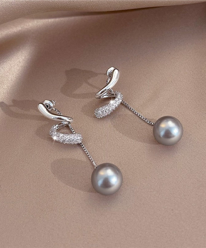 Copper Earrings Tassel Silk Drop Boutique Overgild Zircon Pearl