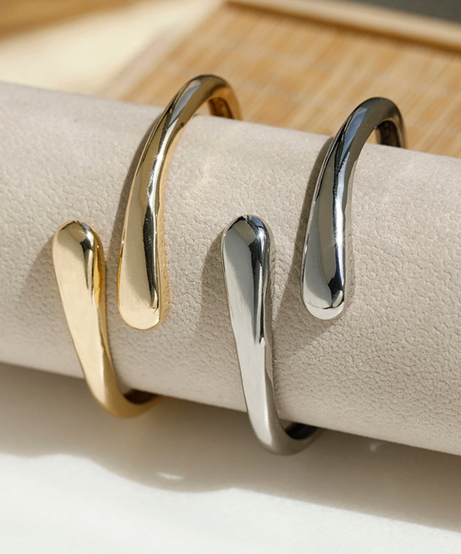 Boutique Silk Metal Asymmetrical Smooth Surface Cuff QU007