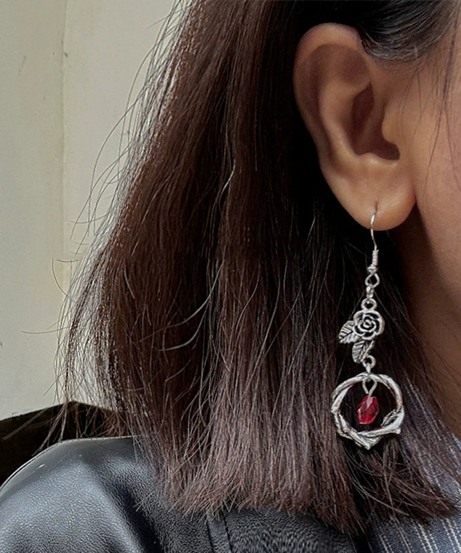 Rose Crystal Sterling Silk Silver Earrings Drop Boutique