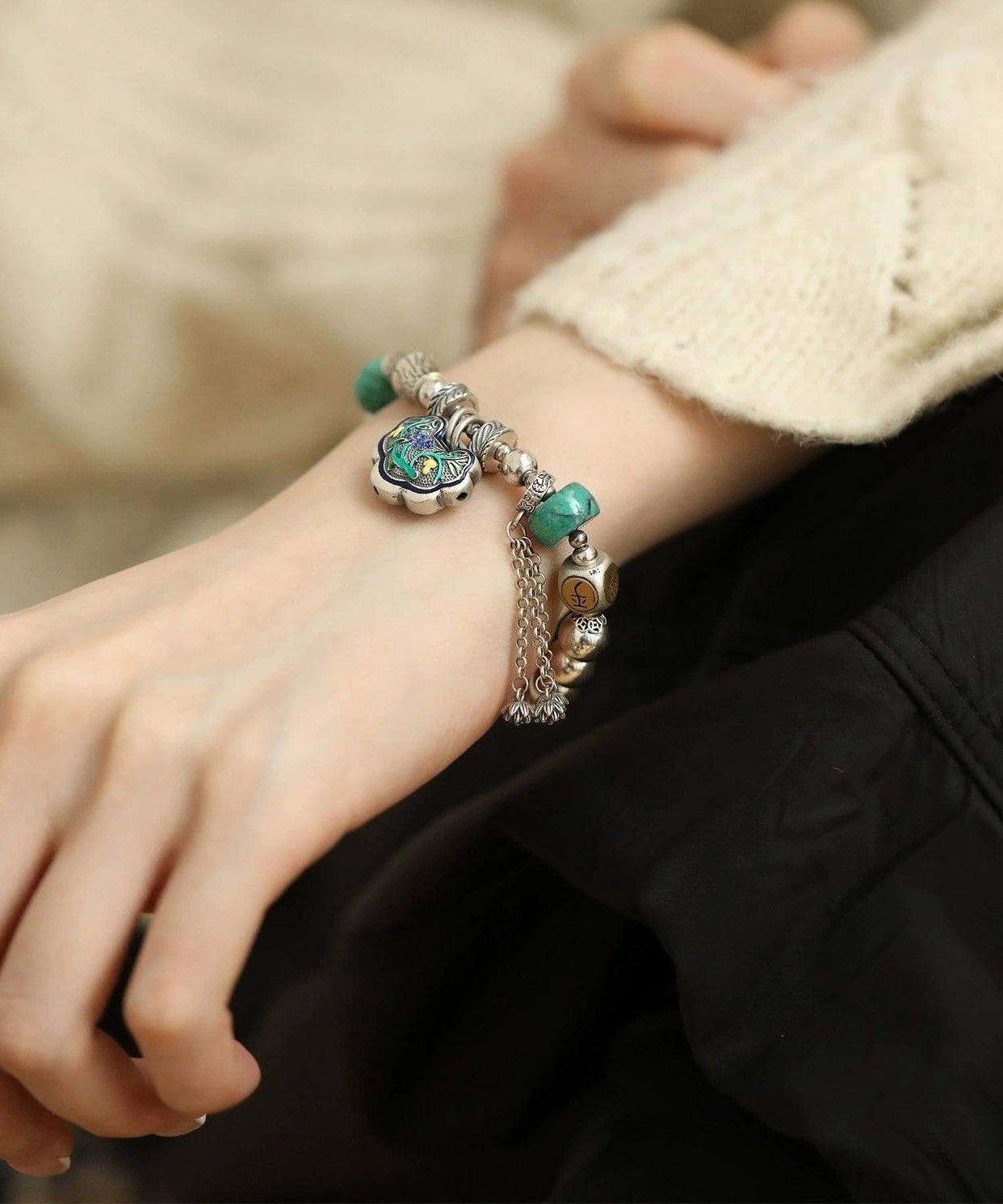 Charm Turquoise Silver Silk Boutique Bracelet Bracelets Sterling