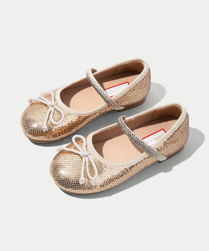 Buckle Flat Boutique Feet Silvery Shoes Kids Strap Bow Sequins