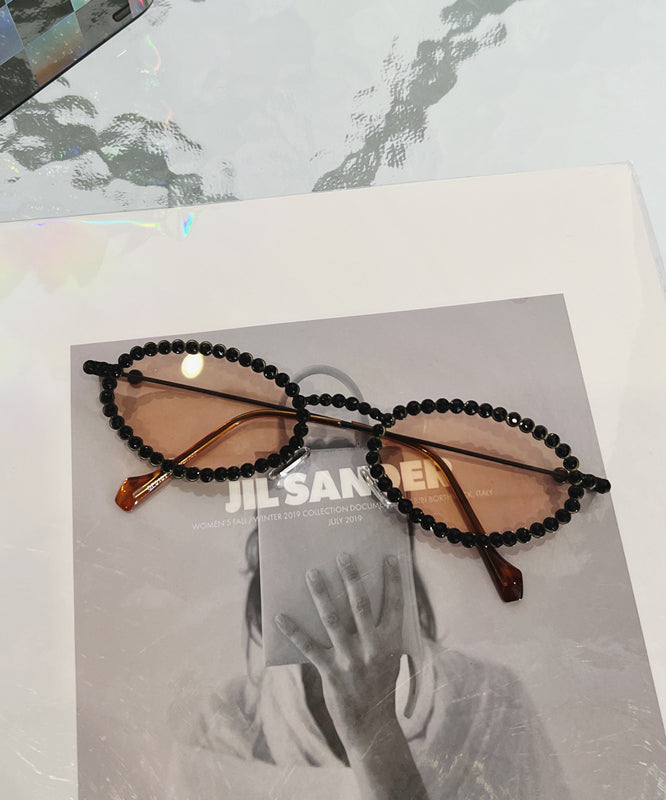 Boutique Stilvolle schwarze Zirkon-Sonnenbrille XS1066