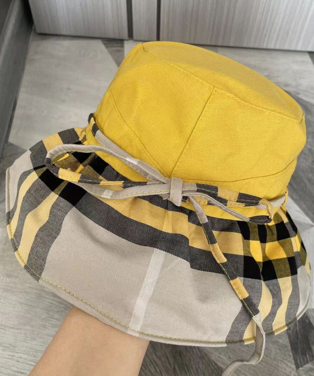 Chapeau de vacances polyvalent à carreaux jaunes Boutique YU1025