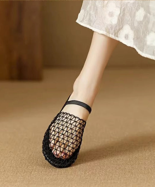 Breathable Mesh Hollow Out Fashion Black Slide Sandals AG1017