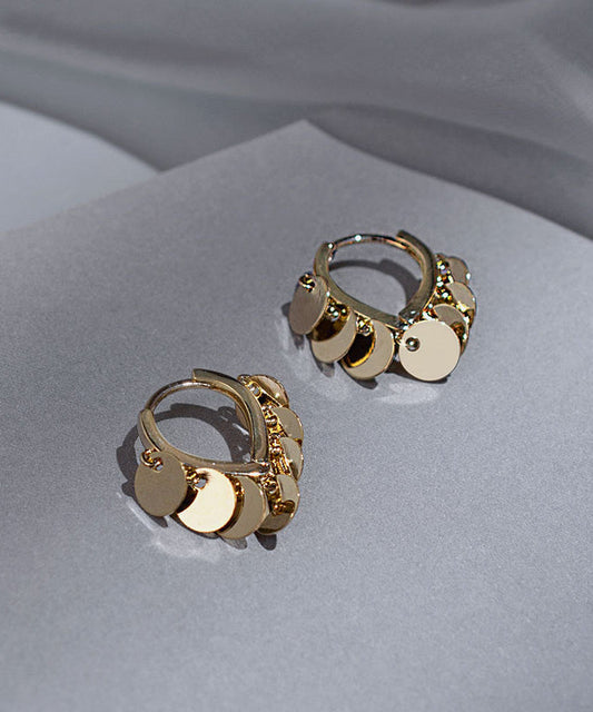 Silver Gold Brief Hoop Sequins Love Earrings Sterling Alloy