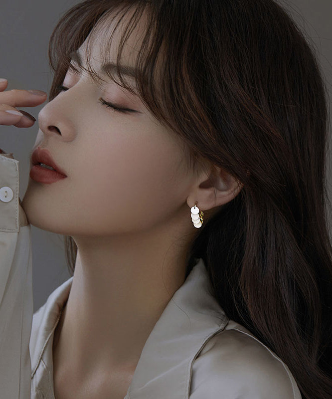 Silver Gold Brief Hoop Sequins Love Earrings Sterling Alloy