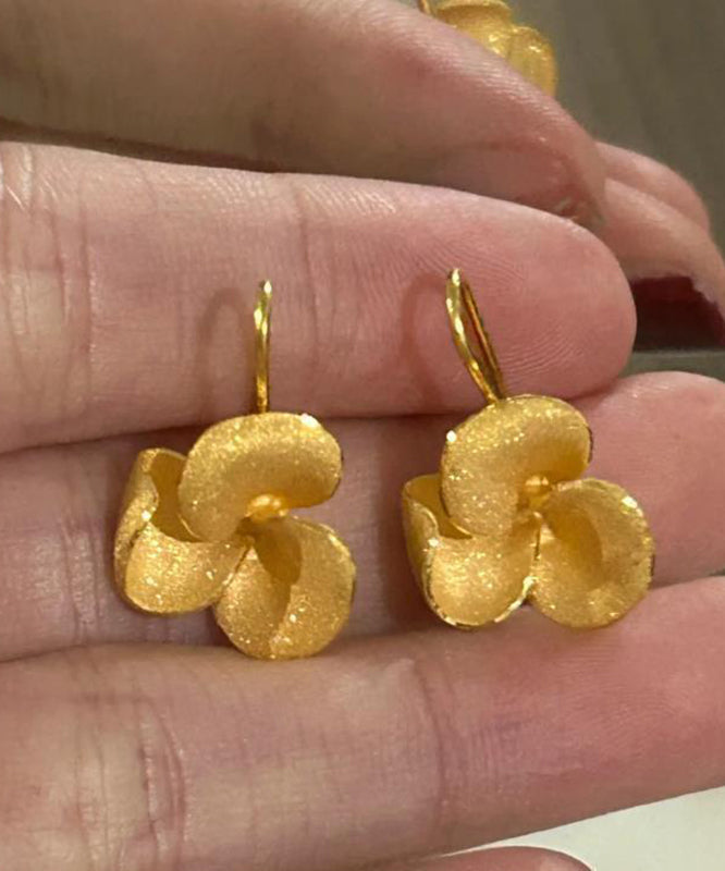 Overgild Stud Earrings Floral Brief Gold Silver Sterling