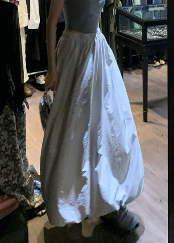 Brief Waist Grey Pockets Maxi Skirt Elastic