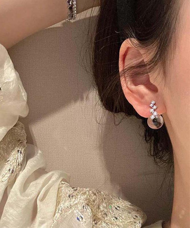 Glaze Earrings Brief Coloured Silver Stud Sterling Nude Zircon