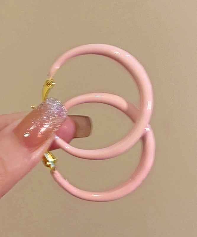 Hoop Alloy Drip Glaze Brief Pink Earrings