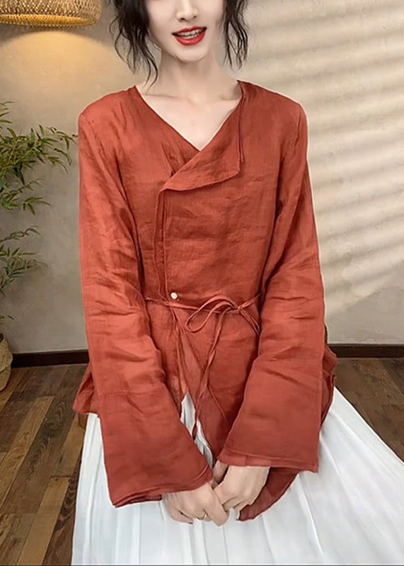 Brief Asymmetrical Red Patchwork Top Spring