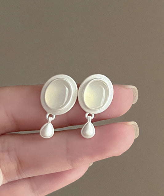 Water Brief Metal White Drop Earrings Tassel