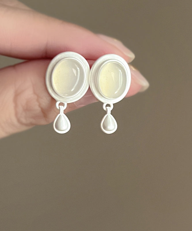 Water Brief Metal White Drop Earrings Tassel