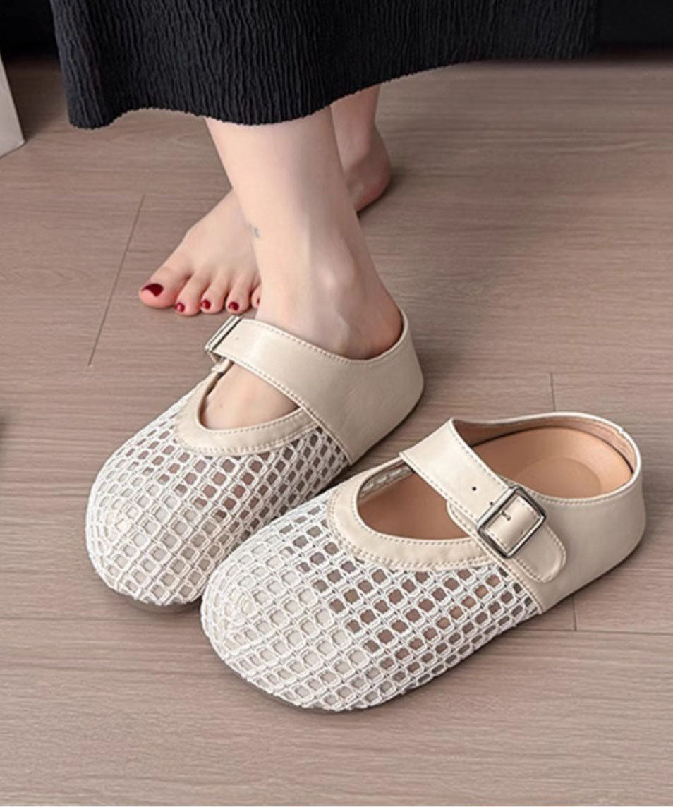 Sandals Slide Faux Leather Platform Fashion Brown Splicing