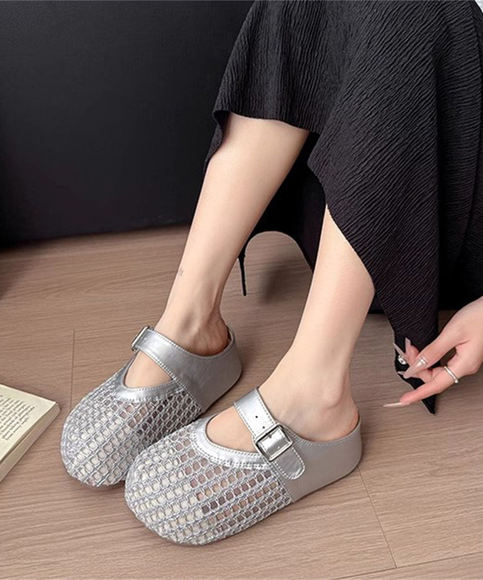 Sandals Slide Faux Leather Platform Fashion Brown Splicing