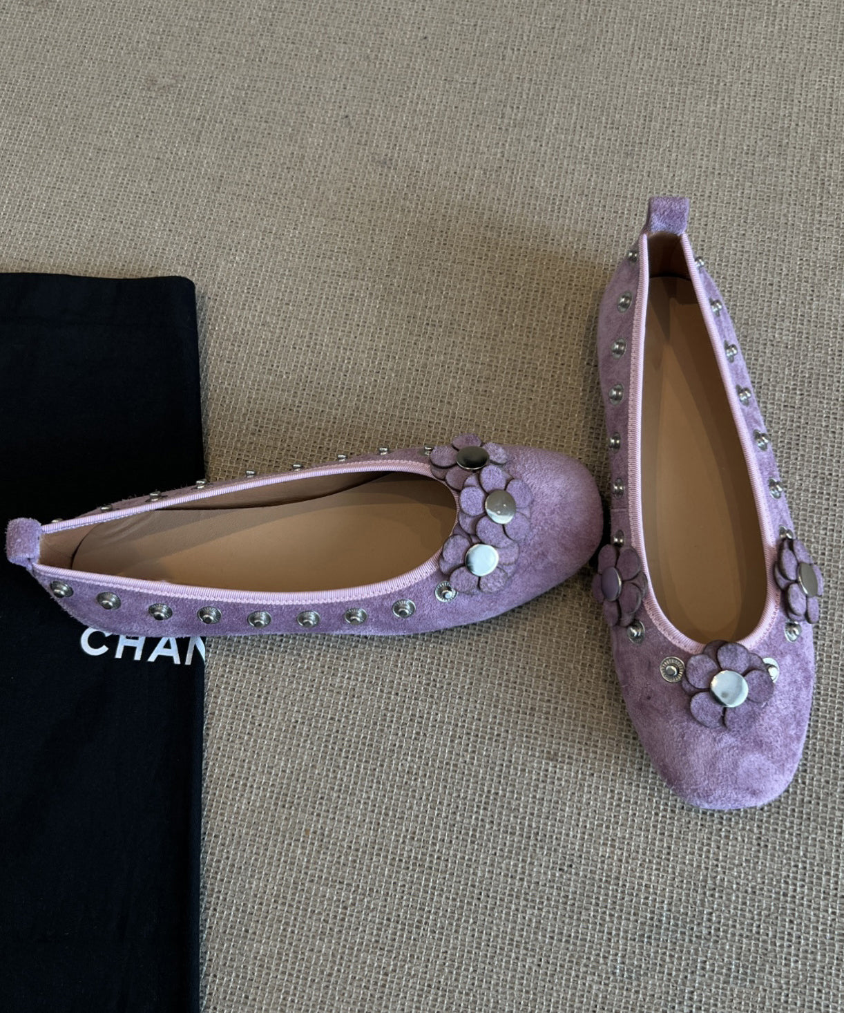 Splicing Suede Women Floral Brown Rivet Flat Shoes For