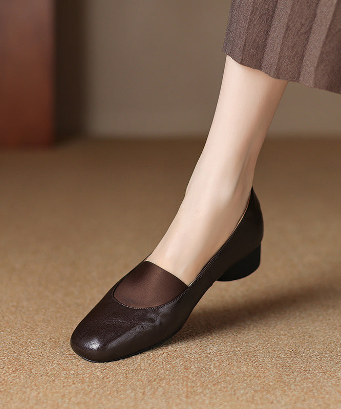 Loafers Sheepskin Women Splicing Brown Comfy Chunky