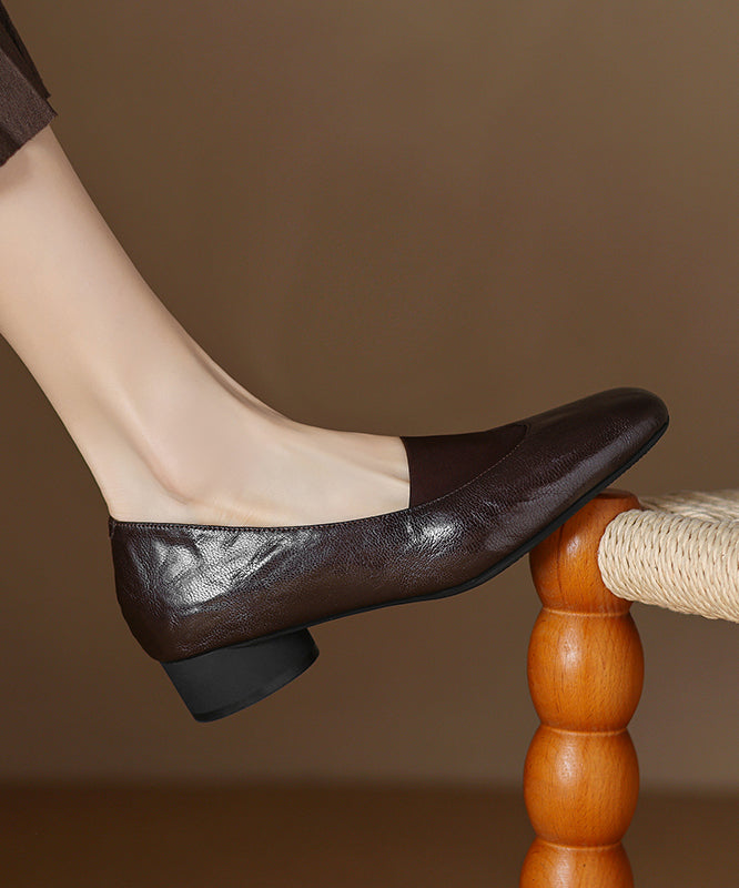 Loafers Sheepskin Women Splicing Brown Comfy Chunky