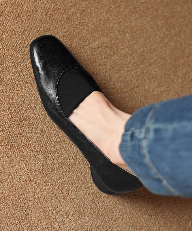 Loafers Sheepskin Women Splicing Brown Comfy Chunky