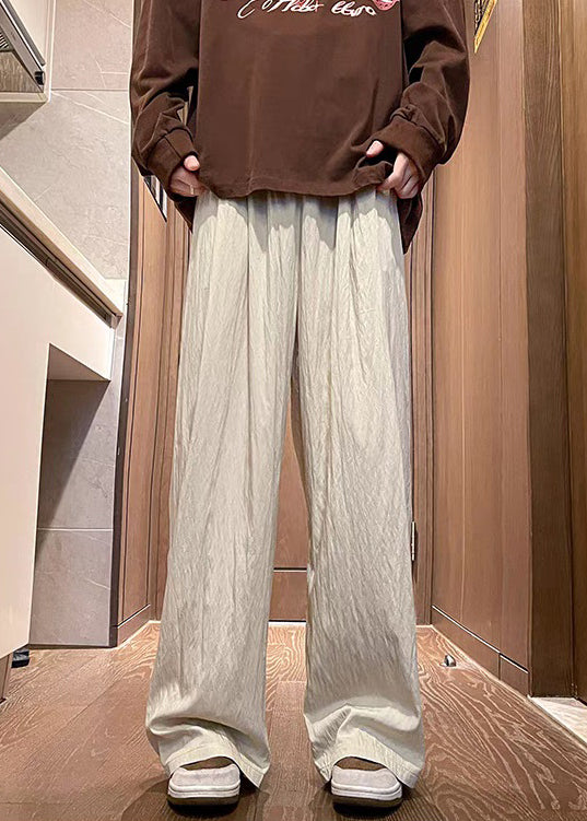 Silk Pants Ice Casual Mens Solid Pockets Summer Apricot