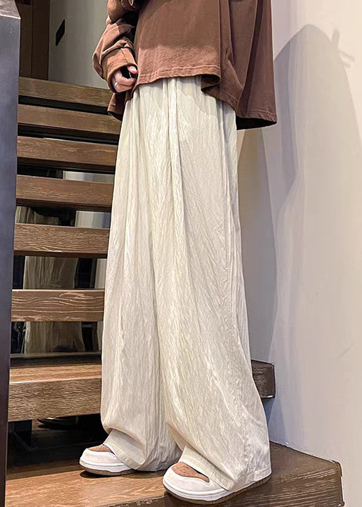 Silk Pants Ice Casual Mens Solid Pockets Summer Apricot