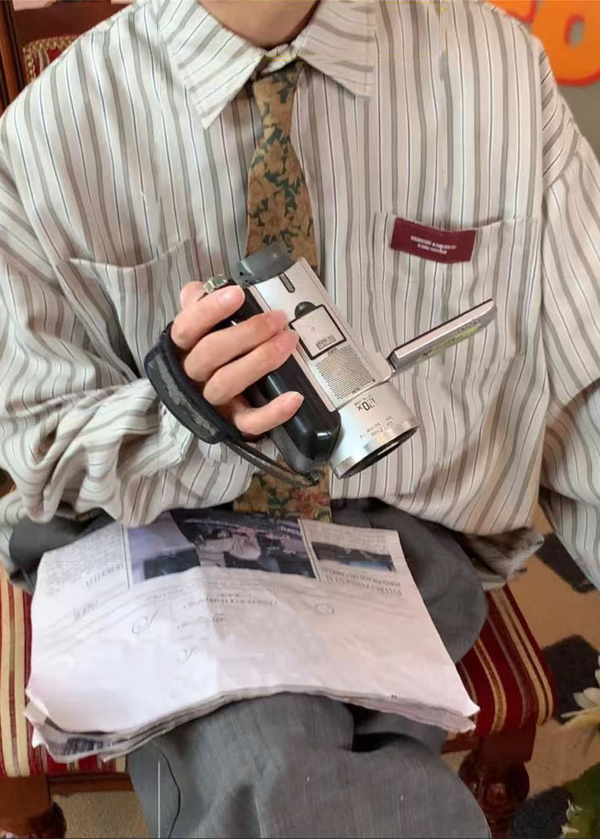 Pockets Cotton Pan Oversized Striped Collar Peter Casual Apricot